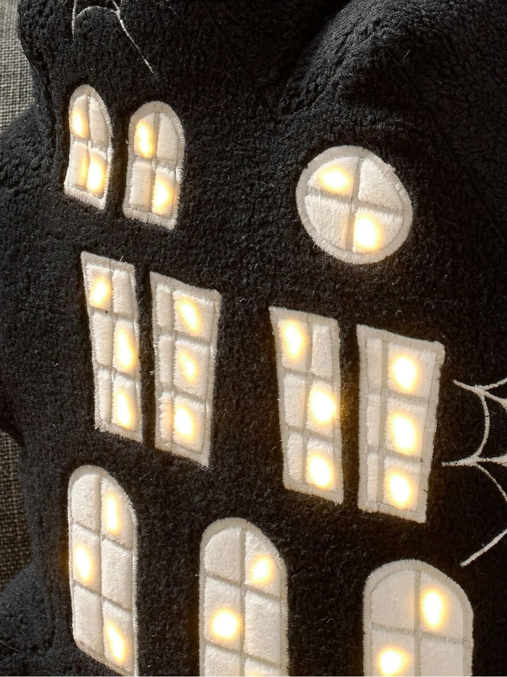 New Pottery Barn Light Up Haunted House Shaped Halloween Pillow